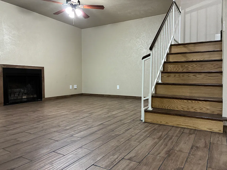 Living Room-Wood Burning Fireplace