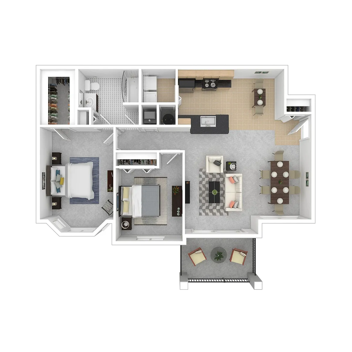 Floor plan Two Bed / One Bath