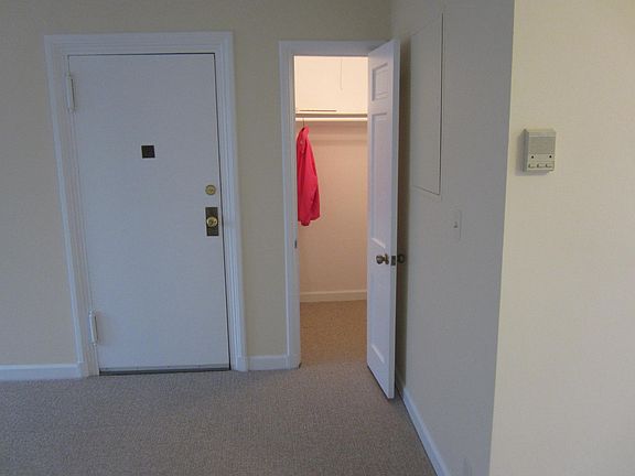 Entrance door and walk-in coat closet