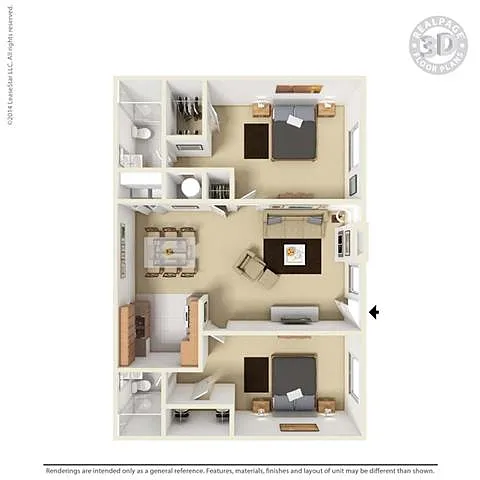 Floor plan B2 - 2 bedroom 2 bath