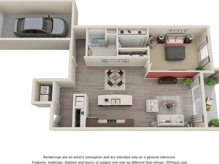 1 Bed, 1 Bath - 1,050 sqft