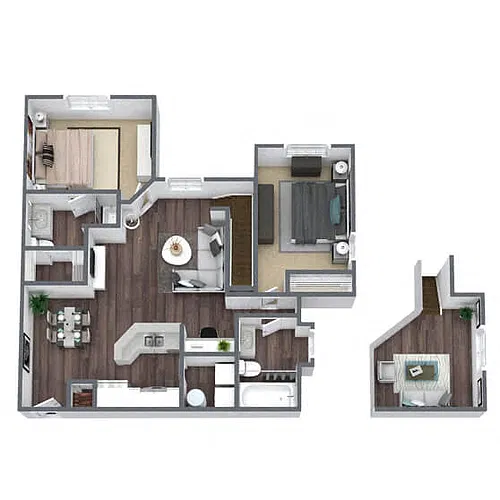 Floor plan B2: 2 Bed 2 Bath