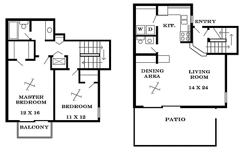 Floor plan 2 Bedroom 1290 SF