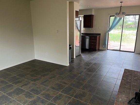 living area and dining room