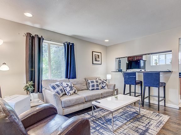 Comfy couch, chair, and bar stools, portable air conditioner unit