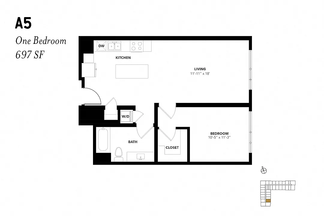 Floor plan One Bedroom A5