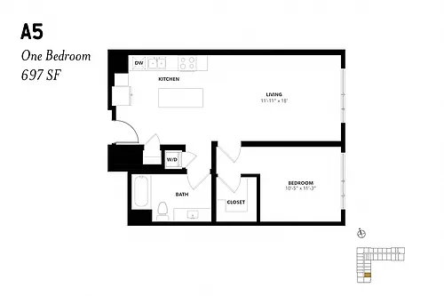 Floor plan One Bedroom A5