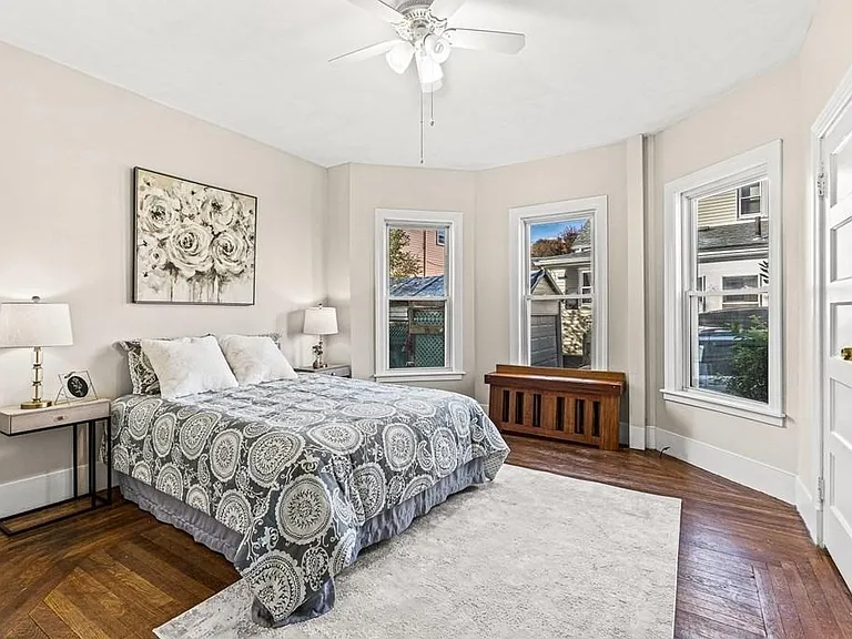 Larger bedroom staged