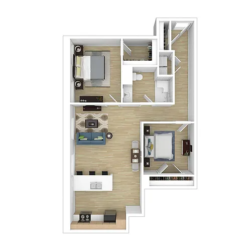 Floor plan Two Bed / One Bath