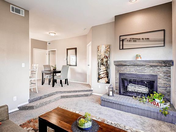 Slate tile fireplace.