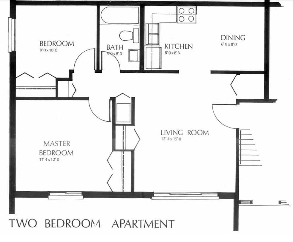 Floor plan 2 Bedroom 1 Bathroom