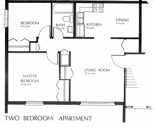 Floor plan 2 Bedroom 1 Bathroom