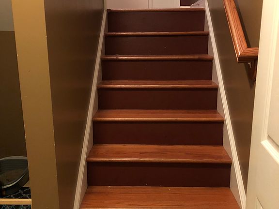 Wood stairs looking up 