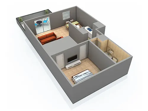 Floor plan 1 Bed 1 Bath
