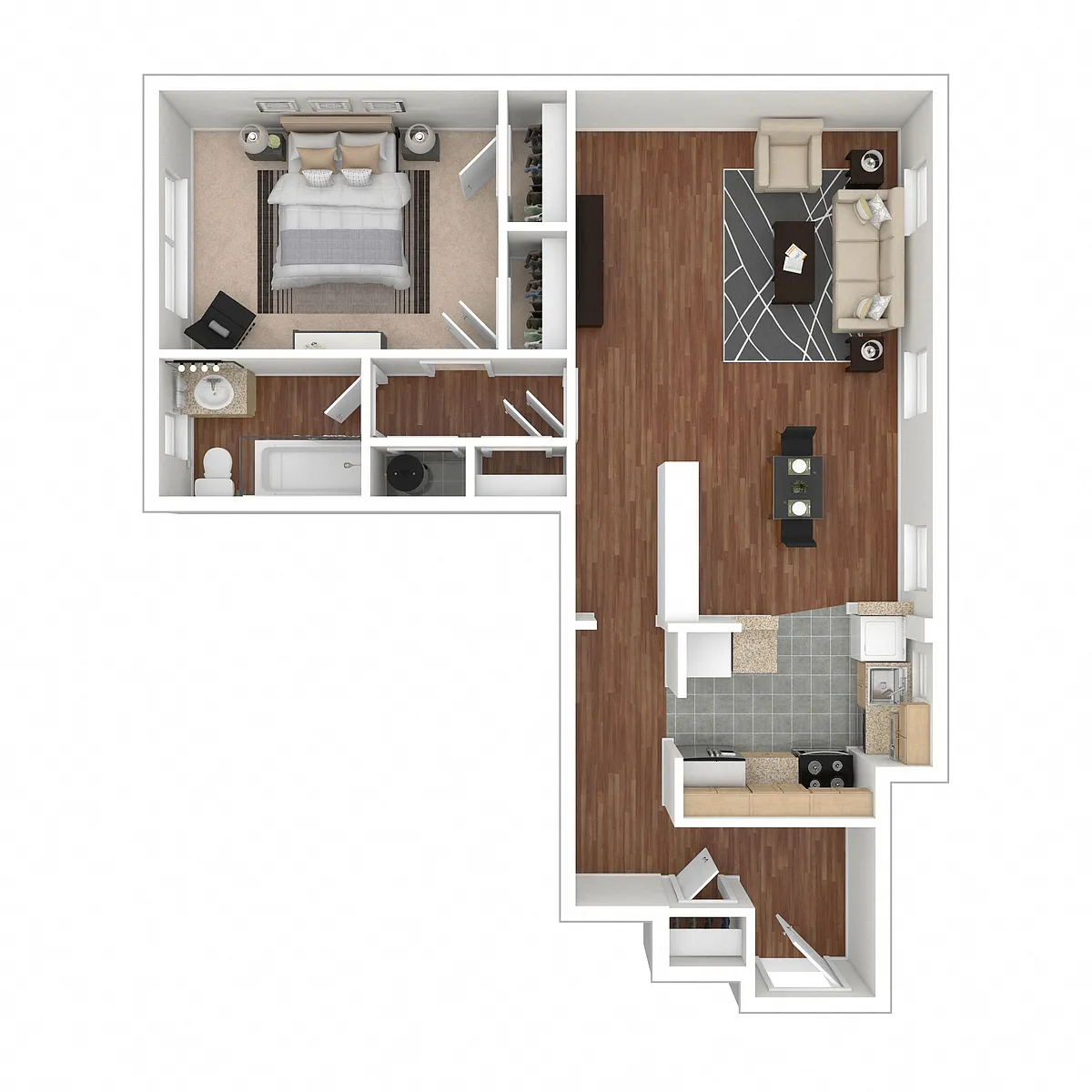 Floor plan 1 Bedroom Floorplan KA