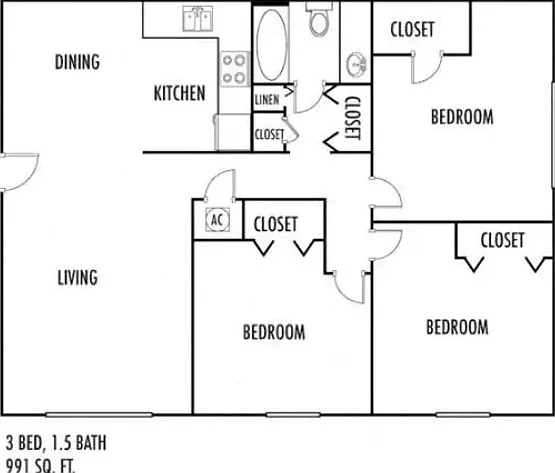 Hidden Park 3 BR Floor Plan Hidden Park 3 BR Floor Plan