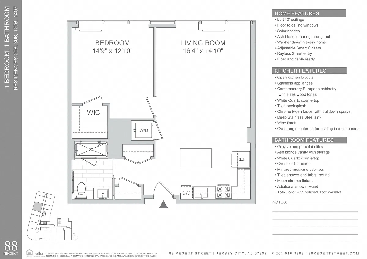 Floor plan 88 Regent-1Bed A15