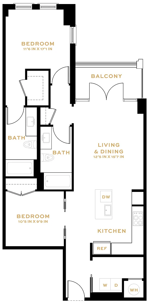 Floor plan 2 Bedroom - 2 Bath | B00