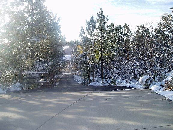 view down private driveway