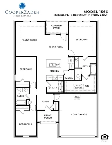 Floor plan 3 Bed 2 Bath