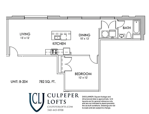 Floor plan One Bedroom B204