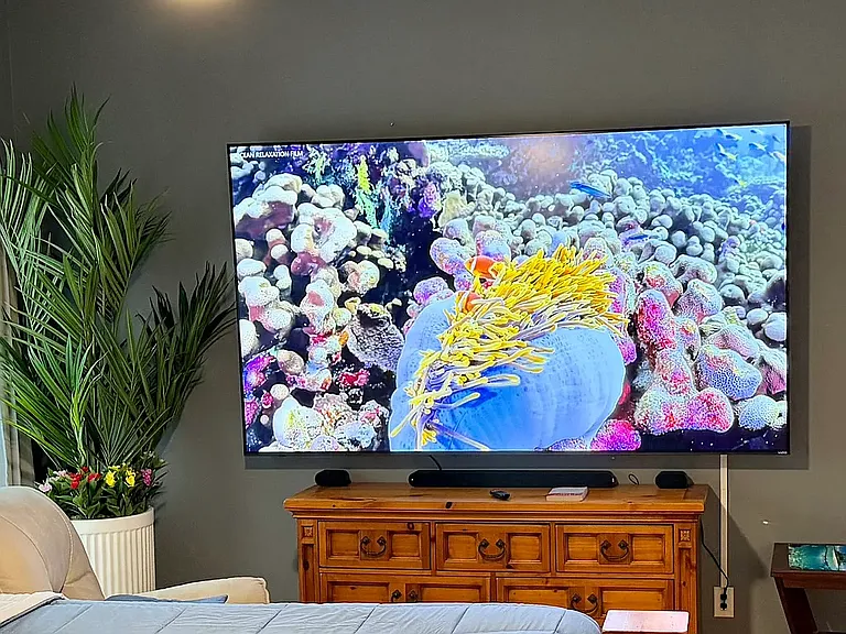 100" Vizio TV in bonus room above the garage