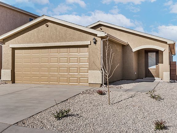 Angled exterior of the Acacia, with a two-car garage.