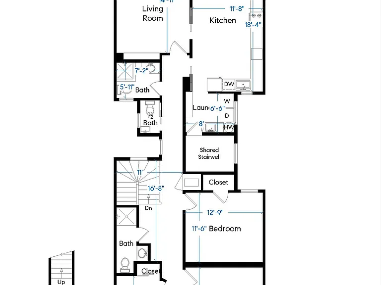 Floor plan of unit with room dimensions