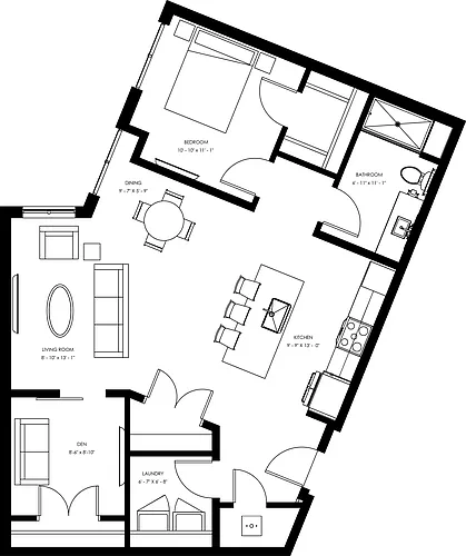 Floor plan A10 - One Bedroom + Den