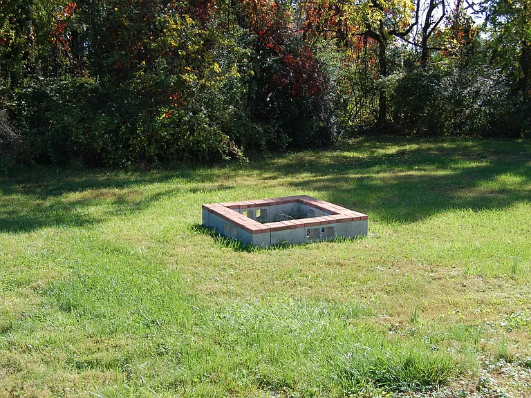 fire pit in backyard