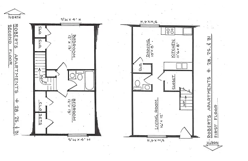 Floor plan 2 Bedroom 1 and half a Bath