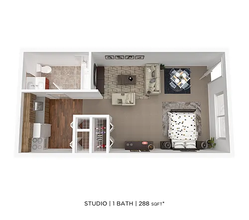 Floor plan Studio One Bath Standard