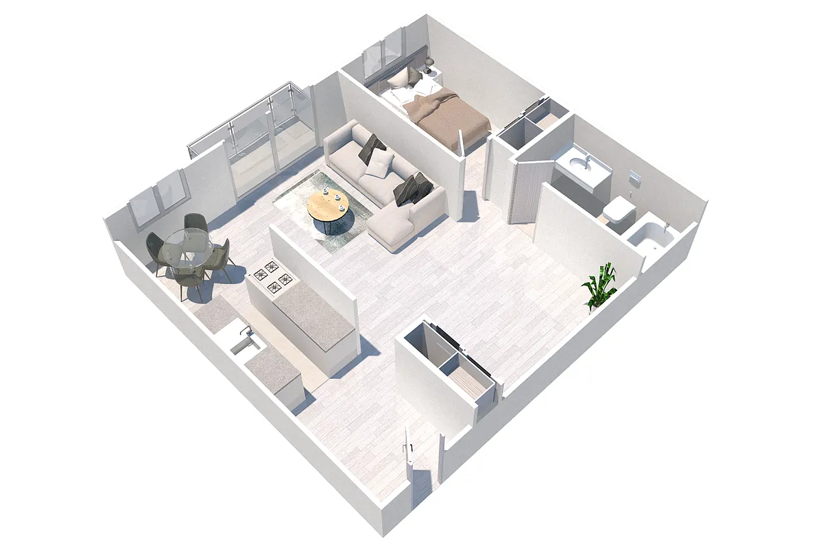 Floor plan One Bedroom Den