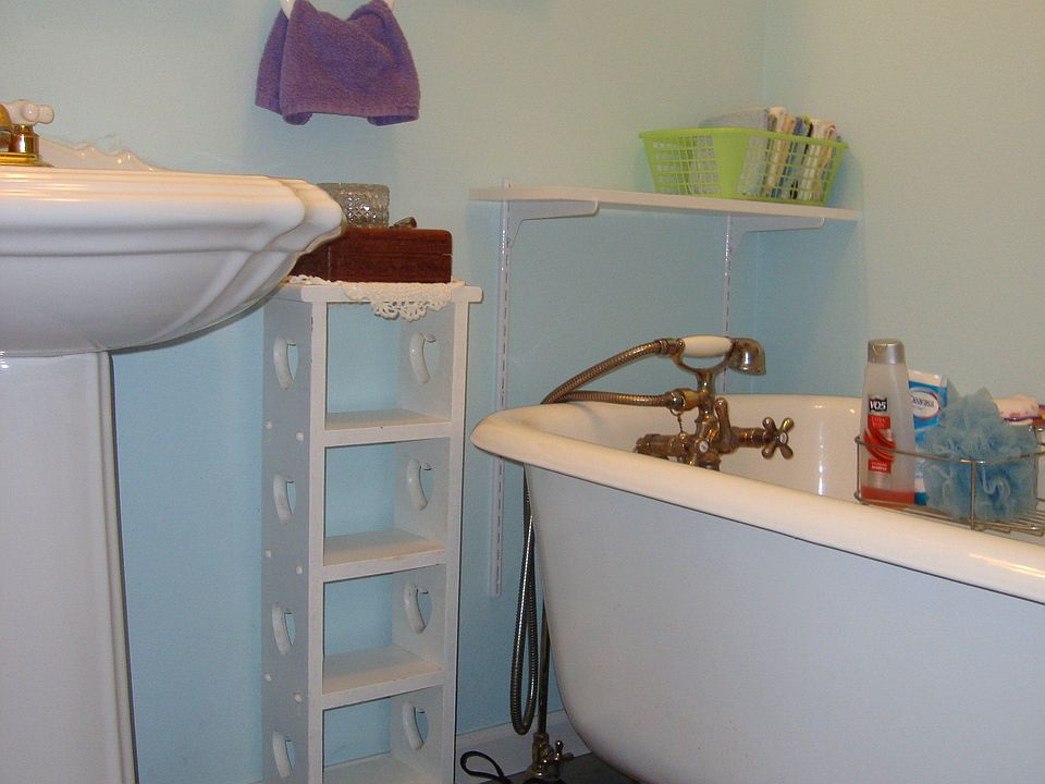 guest bath has claw foot tub