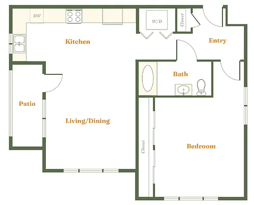 Floor plan 1 Bedroom 1 Bath (I)
