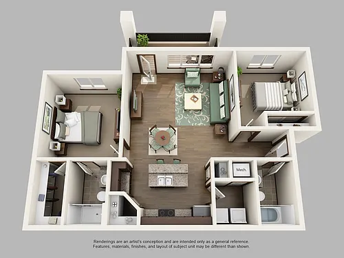 Floor plan 2 bed upgraded top floor