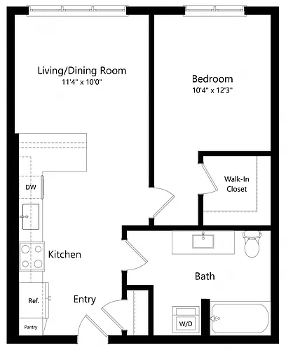 Floor plan One Bedroom A3