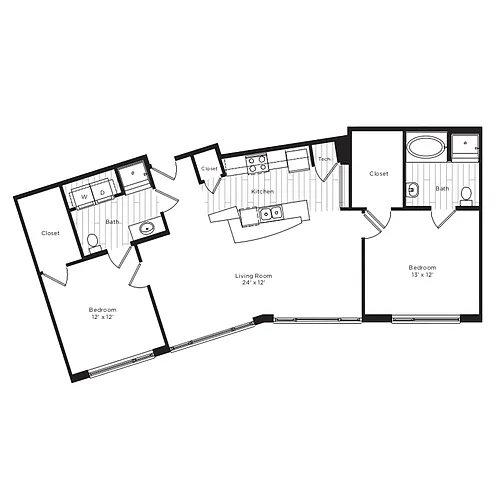 Floor plan Crescent Flats - 2A