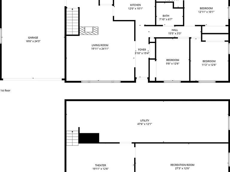 Floorplan, both levels, 5122 Marathon Drive