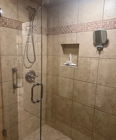 Large shower in primary bath.