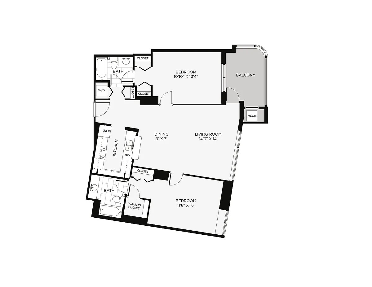 Floor plan 2 Bed/2 Bath-2C Yulan