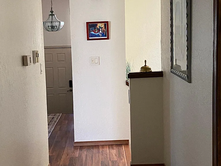 looking towards the front of the house from the bedroom entrances