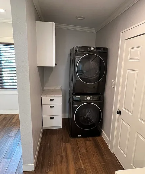 Laundry room with Smart Samsung washer and dryer