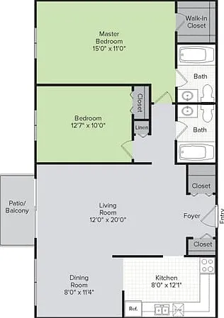 2 Bedroom, 2 Bath (1,100 sq ft) Reno 2 Bedroom, 2 Bath (1,100 sq ft) Reno
