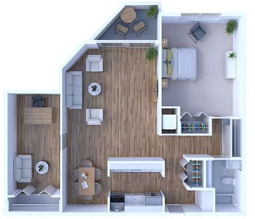 Floor plan 1 Bed 1 Bath Renovated