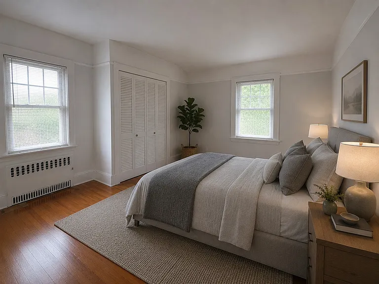 Primary bedroom, virtually staged