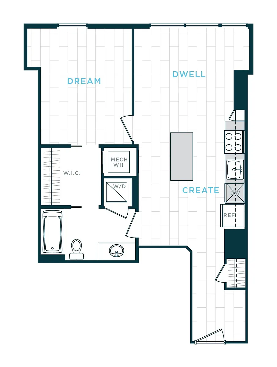 Floor plan 1 Bed/1 Bath sl-a07