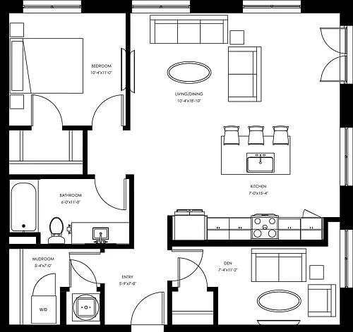 Floor plan A11 - One Bedroom + Den