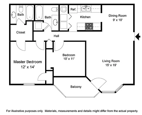Floor plan 2 Bed 2 Bath