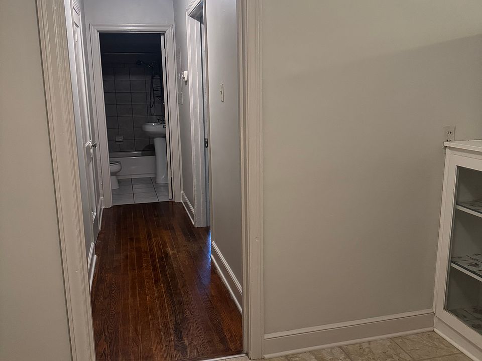 hall off the kitchen to the bathroom & bedroom